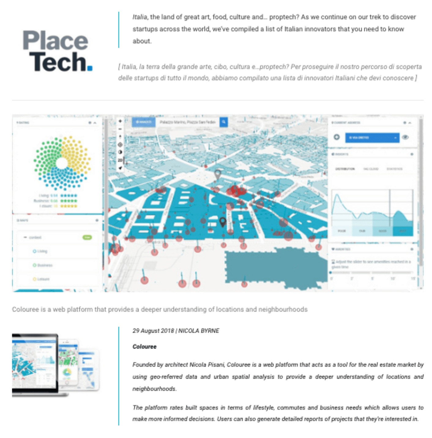 PlaceTech cita Colouree tra i cinque innovatori italiani che cambieranno il Real Estate.